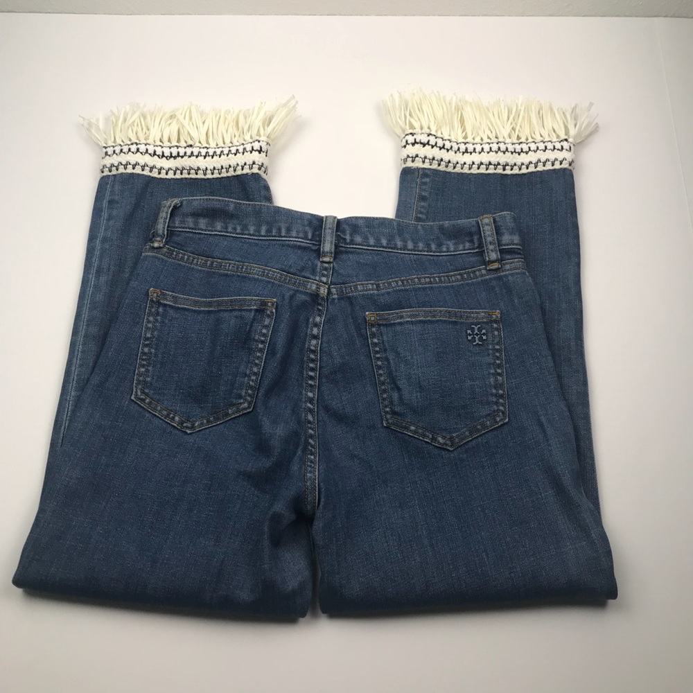 Tory Burch Connor Jeans Cropped Fringe - Picture 6 of 8